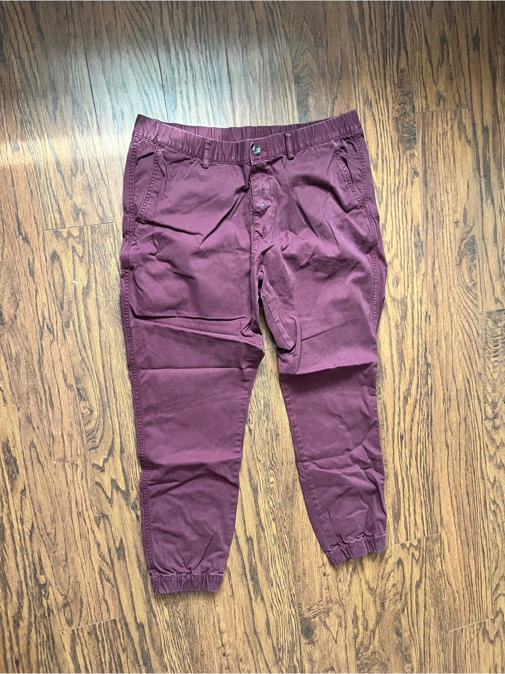 Men's BearBottom Stretch Jogger Pants Size XL (36-38)- Burgundy